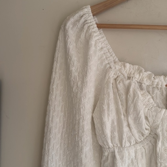 Free People White Eyelet Lady Bug Milk Maid Button Top Women's Size LG - Picture 4 of 13